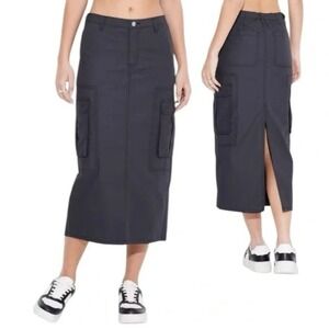 Wild Fable Women's Lightweight Cargo Midi Skirt‎ Black Size XS